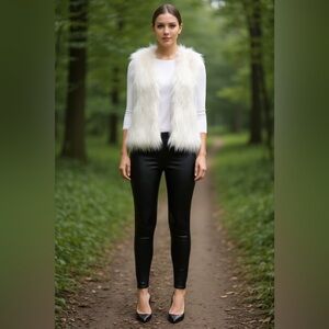 Jason Maxwell Outerwear Faux Fur Vest Cream / Off White Size S